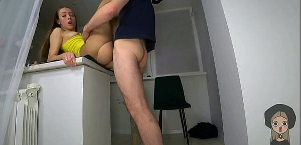  Guy Ripping Pantyhoses On Holes Of A Sexy Slut In Yellow Dress Fucking Her Juicy Hole And Cum On Her Pussy